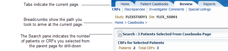 Breadcrumb and Selection Indicator Display