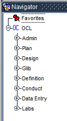Oracle Clinical Navigator with Top-Level Menu Items Displayed