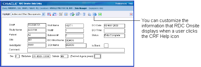 Customizing Help for the CRF Customizing Help for the CRF
