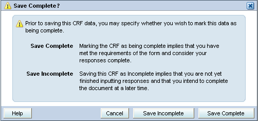 Save Complete? window Save Complete? window