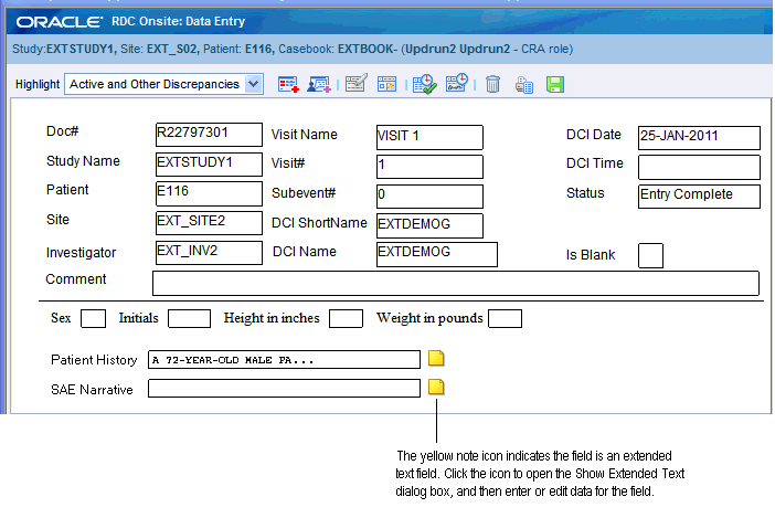 Extended Text Field in the RDC Onsite Data Entry Window Extended Text Field in the RDC Onsite Data Entry Window
