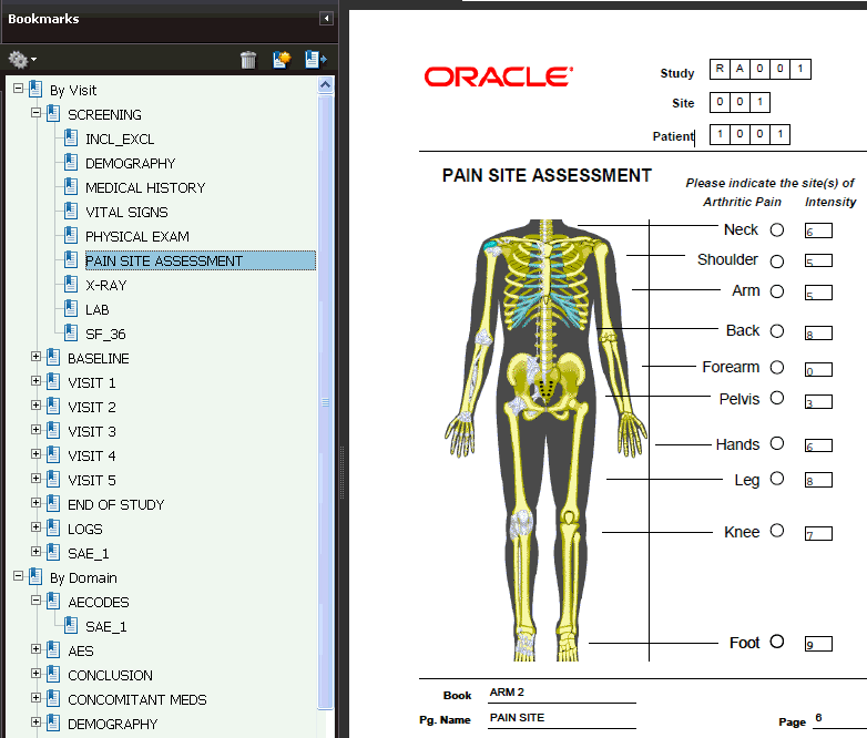 Bookmarks for Reviewing the Patient Data Report