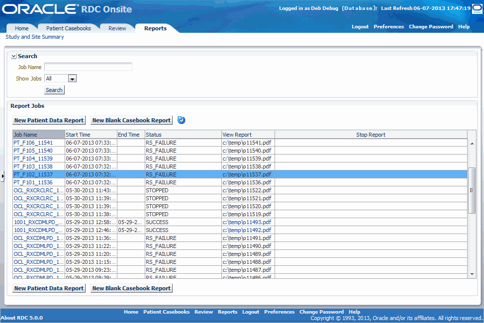 Reports Page Reports Page