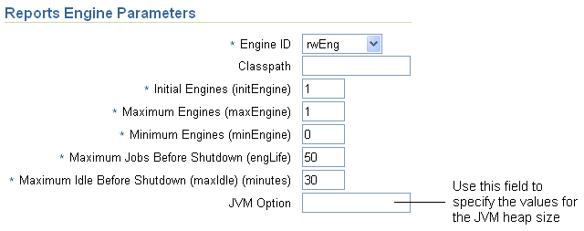 Reports Engine Parameters section