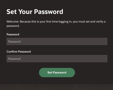 Set password screen