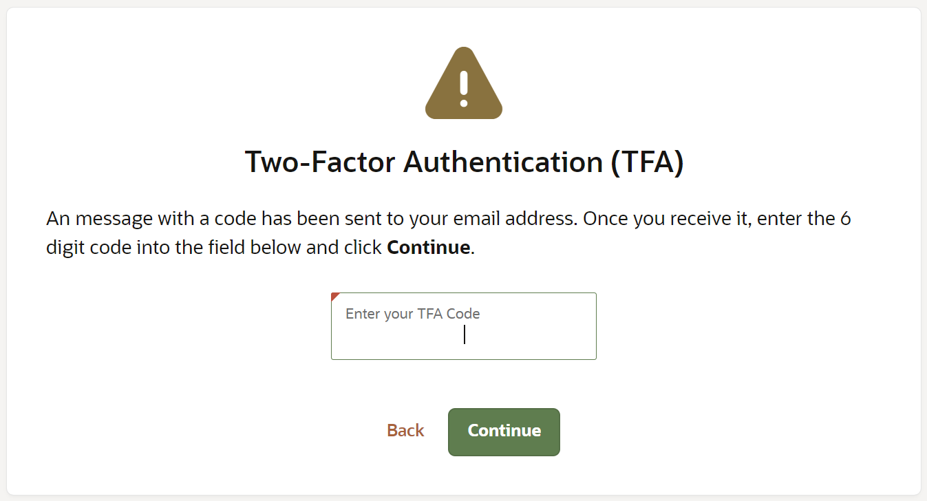TFA code prompt for email users