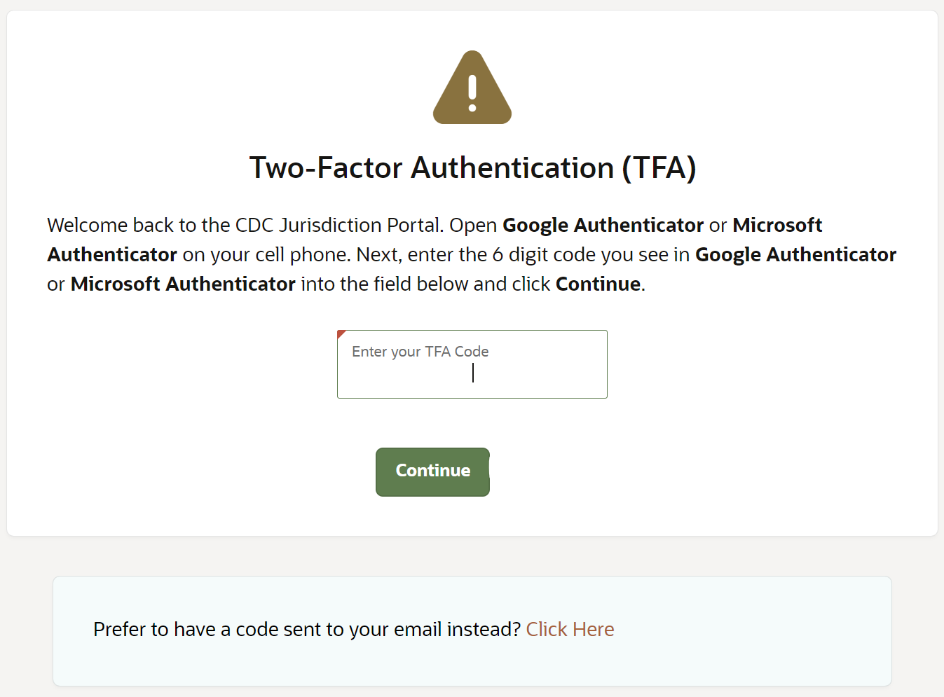 Enter TFA dialog box