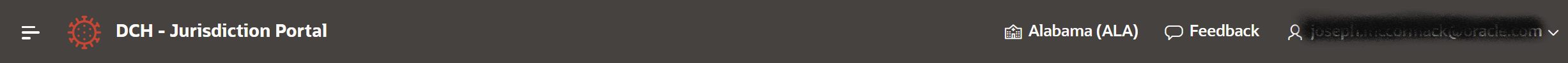 Jurisdiction Portal top menu bar