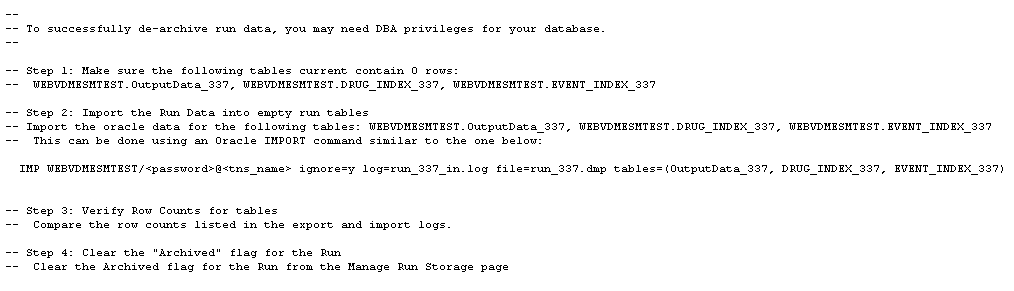 Instructions on the Import Run Data page