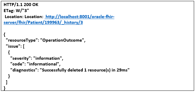Response: FHIR CRUD Delete operation Response: FHIR CRUD Delete operation