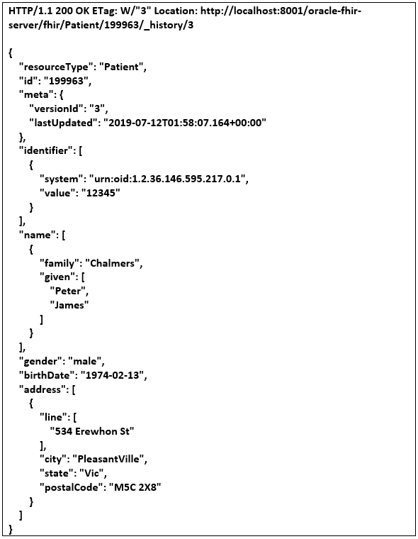 Response: FHIR vRead operation Response: FHIR vRead operation