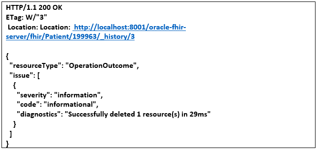 Response: FHIR CRUD Delete operation