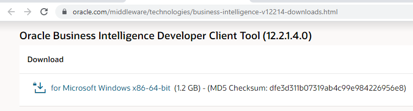 Oracle Business Intelligence Enterprise Edition Client Tool download page