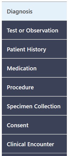 Image of the clinical data selection menu.