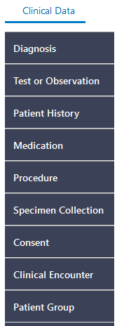 Clinical Data Selection Menu