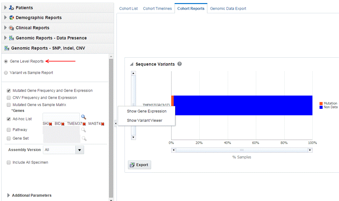 Image is a genomic report.