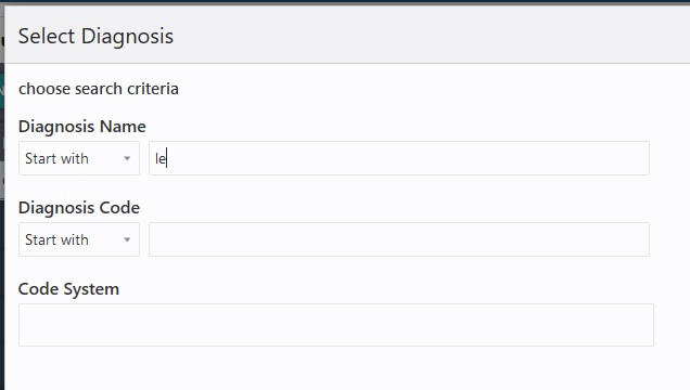 Select Diagnosis pane