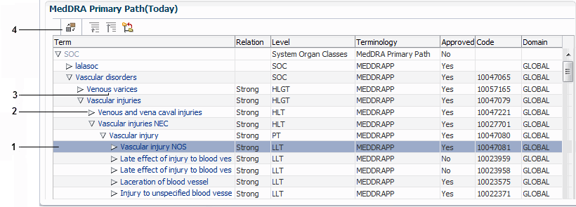 Description of "Figure 14-9 Overview of the Structure of the Terminology Data Tree Structure Window" Description of "Figure 14-9 Overview of the Structure of the Terminology Data Tree Structure Window"