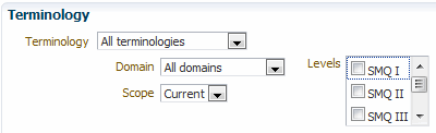 Description of "Figure 14-3 Terminology Section of the Advanced Terminology Search Page"