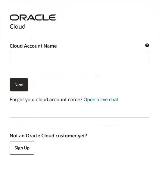 Log-In Screen for Oracle Cloud Log-In Screen for Oracle Cloud