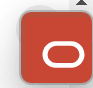 Oracle icon, letter o on its side with red background