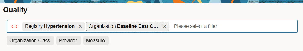Quality Smart Search example using hypertension and Baseline East Clinic