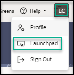 Launchpad option from the User Name menu
