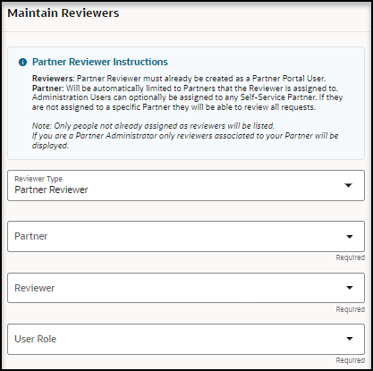 Maintain Reviewers panel - Add Partner Reviewer