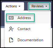 Reviews menu - Address option selected