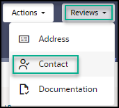 Reviews menu - Contact option selected