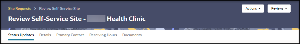 Review Self-Service Site - [Site Name] page - Shows the page title and tabs