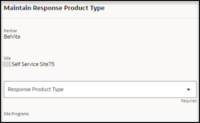 Step 1 Assign Partner page - Maintain Response Product Type panel
