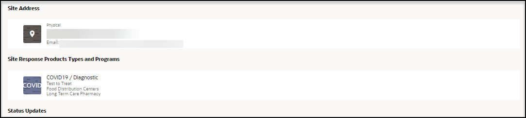 Step 6 Complete Processing page - Site Address and Site Response Products Types and Programs sections