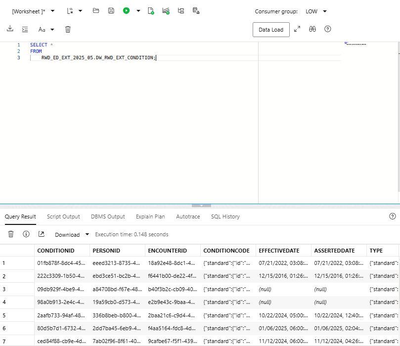 Worksheet with results pane