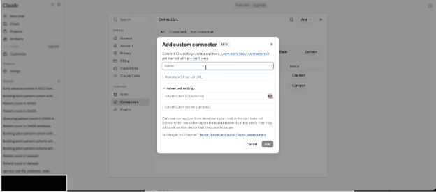 Add customer connector dialogue box.