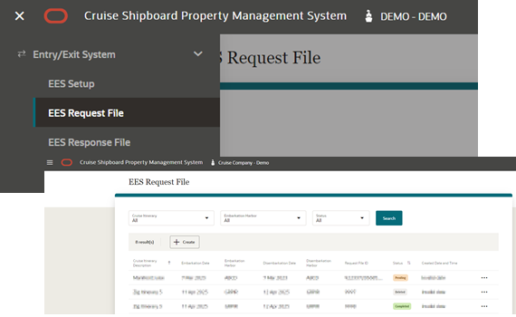 This figure shows the EES Request File menu and page