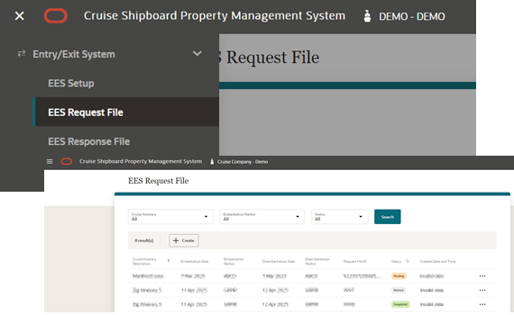 This figure shows the EES Request File menu and page This figure shows the EES Request File menu and page