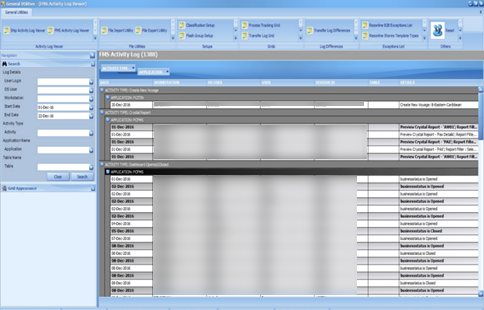 This figure shows the application activity log and audit trail This figure shows the application activity log and audit trail