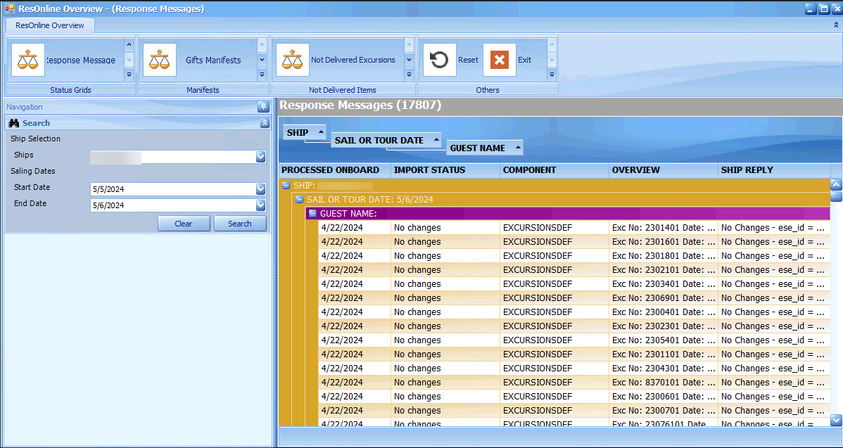 This figure shows the Response Messages window This figure shows the Response Messages window