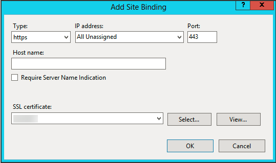 This figure shows the Add Site Binding window.