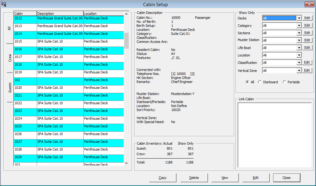 This image shows an overview of the Cabin Setup