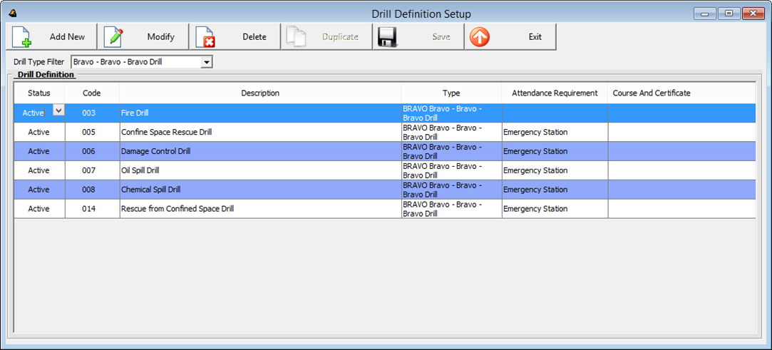 This figures shows the Drill Definition Setup window.