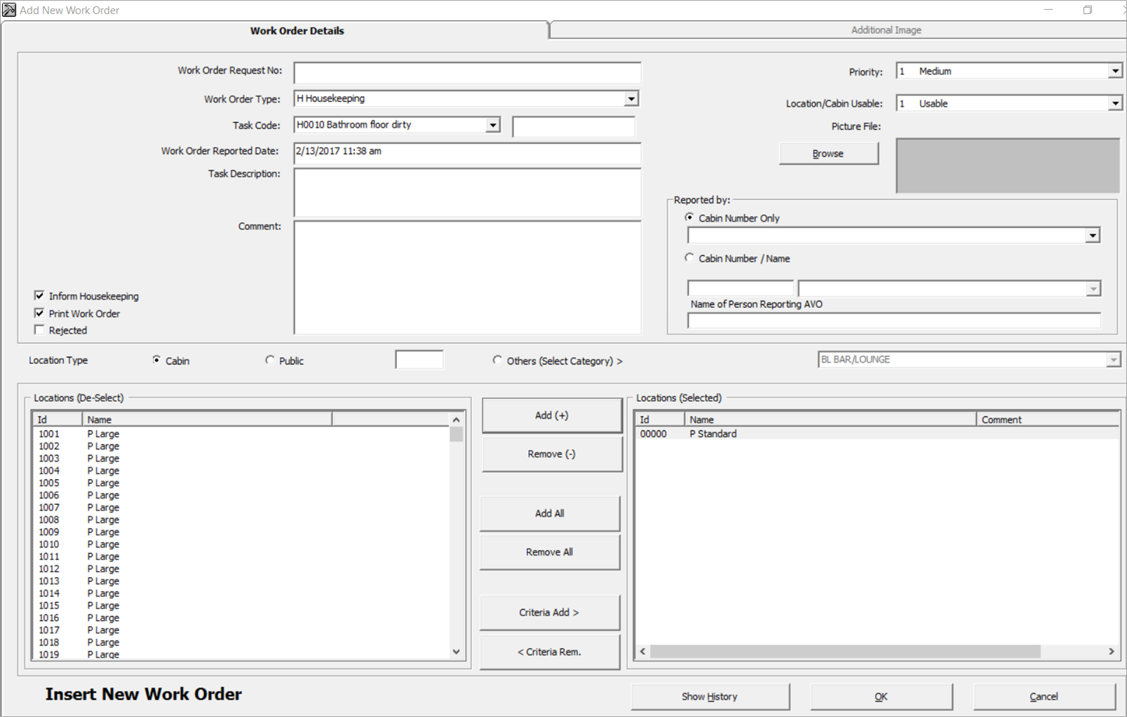 This figure shows the Add New Work Order Form