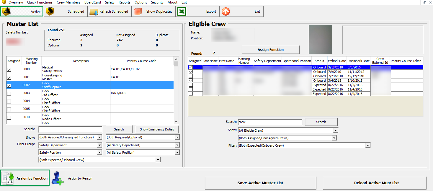 This figure shows the Standard Muster List Assignment This figure shows the Standard Muster List Assignment