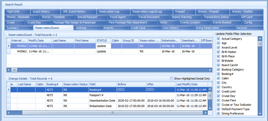 This figure shows the information presented in the Reservation/Guest Tab.