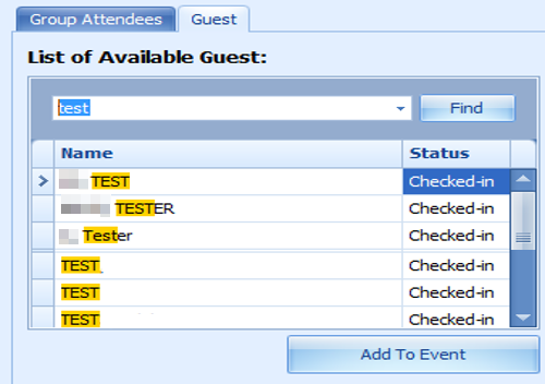 This figure shows the Event Attendees List