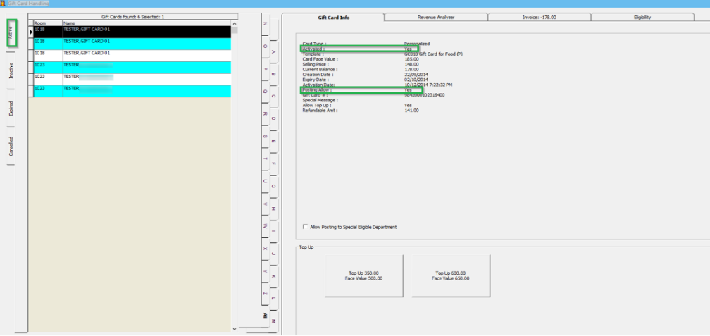 This figure shows the Gift Card Details This figure shows the Gift Card Details