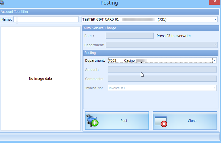 This figure shows the Gift Card Posting in Casino Module This figure shows the Gift Card Posting in Casino Module