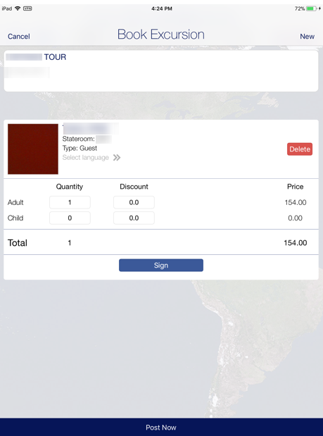 This figure shows the Post Now page in Book Excursion.