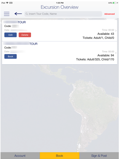 This figure shows the Book Function in Excursion Overview.